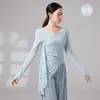 Ropa de Danza Moderna para Mujer, Malla Patchwork Transparente para Entrenamiento de Figura Moderna, Top de Ropa de Danza Clásica China para Adultos