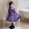 Vestido Tutu de Outono para Meninas, Vestido de Princesa Cartoon Infantil, Novo Conjunto Elegante de Duas Peças com Colete Tutu Infantil