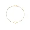 Pulsera Flor Única de Trébol de Cuatro Hojas de la Suerte de Van Gogh Pulsera de Ágata Roja y Nácar Blanco para Mujer Oro Rosa de 18 Quilates Tamaño Mini Pequeño