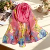 Lenço de Seda Pequeno Estilo Fada Chiffon Lenço Longo Feminino Primavera Outono Inverno Lenço de Proteção para o Pescoço Lenço Mãe Lenço Fino