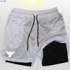 Pantalones Cortos Deportivos de Hombre Ngau Tau Transfronterizos de Falso Dos Piezas Anti-caminata de Doble Capa Pantalones Cortos de Running Fitness al Aire Libre Casuales