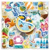 50 Piezas de Pegatinas de Graffiti Estilo Ins de Playa Verano Pequeñas Frescas Creativas Decorativas para Funda de Teléfono Móvil Pegatinas para Cuaderno Guka