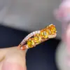 Anillo de Zafiro Amarillo Natural, Gema Grado 5A, Tamaño 3*4mm, Finamente Elaborado en Plata 925