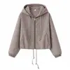 Fábrica de Ropa para Mujer Transfronteriza Venta al por Mayor 2026 Estilo Caliente Moda Ins Temperamento Moda Chaqueta Abrigo con Capucha a Cuadros