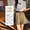 Shorts de Alfaiataria Feminino Verão 2025 Novo Cintura Alta Franzido Solto Peça Externa Perna Larga Pernas em A Calça Casual para Homens Baixos