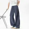 Pantalones cargo plisados de secado rápido estilo americano para hombre, pantalones de paracaidista deportivos de verano para exteriores, pantalones casuales holgados de pierna ancha, negro