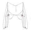 Transfronterizo Europa y Estados Unidos nueva sexy cadena corporal de diamantes de imitación moda estrella de cinco puntas multicapa cadena para el pecho accesorios cadena corporal femenina