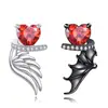 Brincos Europeus e Americanos Transfronteiriços de Asas de Anjo, Asas de Diabo, Brincos com Diamantes em Formato de Coração, Brincos de Estilo Escuro, Brincos de Presente para o Dia dos Namorados