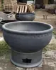 Tina de Peces para Patio, Tanque de Agua Cerámico Tradicional Estilo Antiguo para Criar Peces Dorados y Tortugas, Tanque de Peces de Cerámica Negra