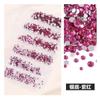 Decorações para Unhas com 6 Compartimentos Strass Lantejoulas Redondas Diamantes de Vidro com Fundo Plano Liga Metálica Tamanhos Variados Estilo Doce Cool
