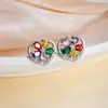 Pendientes Coloridos de Piedra Natural con un Toque de Lujo, Diseño de Girasol de Lujo Ligero, Estilo Fresco, Superventas Transfronterizo, Rubí en Forma de Flor