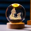 Lámpara de noche de bola de cristal luminosa transfronteriza con tallado interior 3D, diseño creativo de animalito de mascota lindo, adorno de cristal para regalo de Navidad y cumpleaños