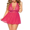 Lencería sexy de talla grande europea y americana más vendida transfronteriza para chica con sobrepeso, tentación sexy de encaje transparente, estilo deseo puro, camisón con ligueros