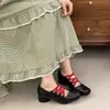 Zapatos de Tacón Alto con Tacón Grueso que Te Hacen Ver Más Delgada, Zapatos de Ballet de Primavera 2026, Talla Grande Retro Slip-On de Punta Cuadrada Moda Zapatos de Salón de Boca Baja