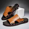 Chinelos de Tamanho Grande Transfronteiriços para Homens, Chinelos Casuais de Verão para Homens com Padrão de Crocodilo, Calçados Slip-On Antiderrapantes para Homens