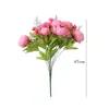Flor Artificial Peônia Estilo Europeu Fio Central 13 Cabeças Decoração de Casa Flor de Peônia Dia dos Namorados Rosa Casamento Flor Artificial de Mão