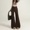 Jeans flare feminino novo para o outono de 2026, cintura alta, corte solto, na cor café, levemente valoriza as pernas, elástico e emagrecedor