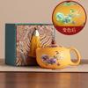 Conjunto de Chá de Areia Roxa com Bule Xishi Kung Fu e Xícaras de Chá Prata e Ouro Personalizado como Lembrança para Clientes e Idosos