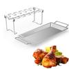Parrilla plegable de acero inoxidable para muslos de pollo, con bandeja inferior, suministro directo transfronterizo