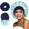 Touca de Dormir Grande de Cetim de Camada Dupla Amazon Unisex Turban de Seda Sintética Chapéu de Dormir Elástico de Aba Larga para Adultos