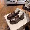 Zapatos de Monedero de Piel de Vaca de Primera Capa, Zapatos Pequeños de Cuero de Primera Capa, Mocasines Antiguos Slip-On con Suela Gruesa para Mujer, Zapatos Perezosos