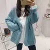 Nuevo cárdigan de punto para mujer estilo coreano, temporada primavera-otoño 2026, corte holgado, talla grande, estilo casual, color liso