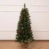 Navidad Nuevo Modelo Transfronterizo PVC+Piñas Pintadas en Blanco+Árbol de Navidad con 5 Frutas Rojas con Múltiples Modos de Iluminación Mini Árbol de Escritorio