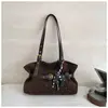 Bolsa de Ante Flocado para Mujer 2026 Nuevo Otoño Lunares Retro Merade Bolso Tote para Viajes Diarios Bolso de Hombro de Gran Capacidad