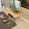 Soporte para monitor de computadora, organizador de escritorio, elevador de monitor de oficina de madera maciza, almacenamiento para estación de trabajo