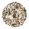 64 adesivos de gato em aquarela vintage para planners e malas, adesivos decorativos de PVC, decoração à prova d'água DIY, atacado transfronteiriço