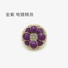 Botón Metálico de Flor con Diamantes Rojos Incrustados con Punto de Aceite Chaqueta de Traje Suéter Botón Decorativo Abrigo Combinable Hebilla Redonda de Piel
