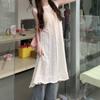 Atuendo de Moda Vestido Blusa Hueca Vestido Largo Top sin Mangas con Abertura Suéter Largo de Verano para Mujer