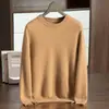 Suéter de Cashmere Espesso de Dupla Camada para Homens, Gola Redonda Pulôver, Tricô de Cor Sólida, Suéter Camada Base, Cashmere Amigo da Pele