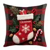 Funda de almohada de felpa corta con estampado de muñeco de nieve de dibujos animados al por mayor, ambiente navideño, cojín para sofá de sala de estar