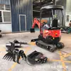 Mini Escavadeira Esteira Haohong para Agricultura, Mini Escavadeira Piloto Pequena com Esteiras Telescópicas, Customização Direta de Fábrica