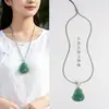 Collar con Colgante de Buda de Aventurina Natural con Amuleto de Paz para Hombres y Mujeres, Collar con Colgante de Nubes Propicias y Ruyi Estilo Chino