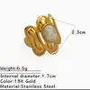 Anillo de Acero de Titanio de Moda Europeo y Americano Incrustado con Piedra Natural Diseño de Lujo Nicho Accesible Anillo de Acero Inoxidable de Gama Alta para Mujer Que No Se Desvanece