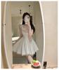 Nuevo estilo Pure Desire Girl Style - Falda de encaje con costuras, elegante falda tutú ajustada con cuello cuadrado y cintura, vestido de punto