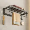 Prateleira de Toalha para Banheiro Sem Furos Conjunto de Prateleiras Integradas para Pendurar Prateleira para Banheiro Espaço para Banheiro Chuveiro Vaso Sanitário Alumínio