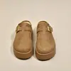 Mules Birkenstock de plataforma alta para mujer, nuevo modelo otoño 2026, tipo slip-on casual versátil cómodos, zapatillas de punta cerrada con cierre de hebilla