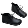 Zapatos Cortos de Piel de Vaca de Primera Capa Otoño 2025 Nuevos, Botas Artísticas de Cuero Mate Hechas a Mano, Zapatos de Mujer con Punta Redonda y Suela Plana