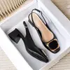 Sandalias de verano para mujer con tacón grueso, nuevo modelo 2026, piel suave, zapatos de tacón alto destalonados para madres, talla grande, zapatos franceses de punta cuadrada