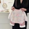 Niñas 2024 invierno nuevo amor coreano traje grueso con forro polar bebé niña nuevo suéter pantalones casuales conjunto de dos piezas