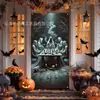 Cortina de porta para Halloween 2027, nova, transfronteiriça, com bandeira pendurada, com impressões de alta definição de bruxas, ceifadores e abóboras para decoração festiva