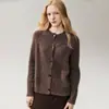 Moda Lujo Ligero~75% Cachemira 25% Seda Chaqueta Cardigan Mujer Hilo Jaspeado Suéter Sencillo Prendas de Punto para Superponer