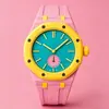 Reloj Colorido Estilo Sw Royal Oak, Reloj de Pulsera Resistente al Agua con Movimiento de Cuarzo, Reloj de Silicona Multicolor Selección de Influencers Ap