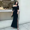 Vestido de Verão para Mulheres 2026, Emagrecedor de Um Ombro Simples e Elegante de Manga Curta com Fenda Vestido Majestoso