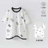 Pijama Bebê Verão Fino Quarto com Ar Condicionado Proteção da Barriga Macacão para Homens e Mulheres Bebê Algodão Puro Manga Longa Botão Aberto Pijama Antichute