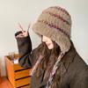 2024 Novo Chapéu Fofo Doce Peludo Feminino Outono Inverno Estilo Coreano Mostra Rosto Pequeno Versátil Gorro de Tricô Trançado