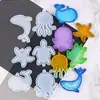Molde de Resina DIY Série Animais Marinhos Molde de Silicone com Areia Movediça Pingente de Chaveiro Ornamento Molde de Estrela do Mar